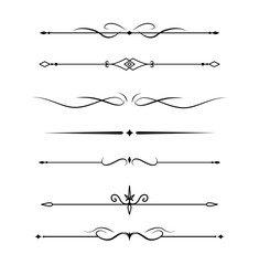 Set of Vintage decorative lines. text dividers. Line border. Lines separators, Borders, Vintage dividers, Underline elements. Vector illustration