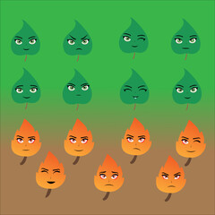 flat design of dry and green leaf expression