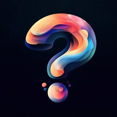 Vibrant Abstract Surreal Question Mark Design with Cosmic Particles and Colors for Technology, Education, and Creative Projects in Art and Design Industries