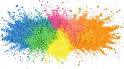 Colorful Powder Explosion Isolated On White Background