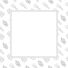 food and beverage frame in doodle style frame background