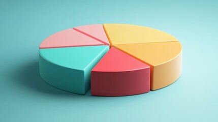 Obraz premium Colorful 3D Pie Chart Data Visualization Statistics Business Analysis