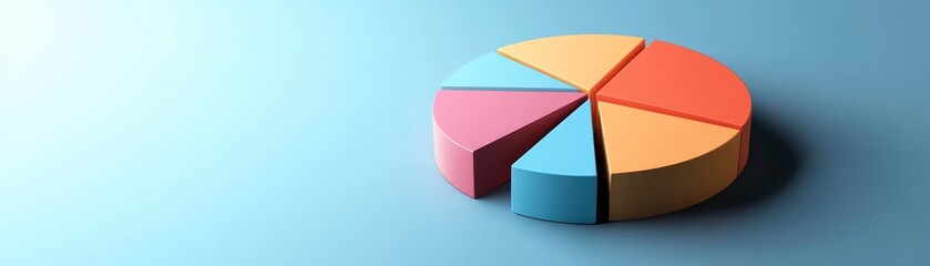 Obraz premium Colorful 3D Pie Chart on Blue Background