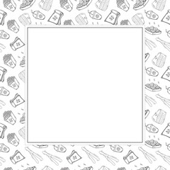 food and beverage frame in doodle style frame background