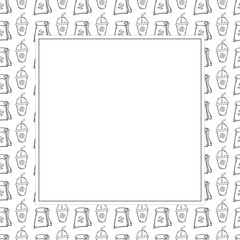 food and beverage frame in doodle style frame background