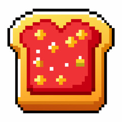Fototapeta premium Pixel Art Toast with Strawberry Jam Retro Gaming Style Food Icon