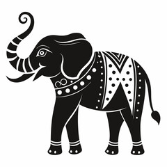 Fototapeta premium Intricate Tribal Elephant Silhouette Design with Traditional Patterns