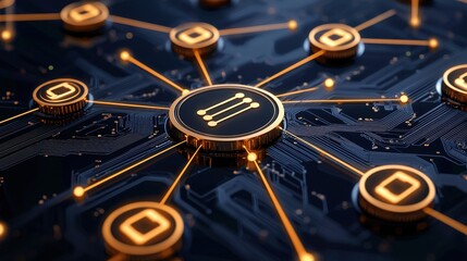 Cryptocurrency Network on Circuit Board