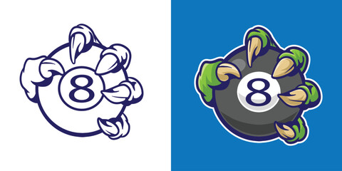 claw monster with eight ball good for logo, branding, community, element design, etc
