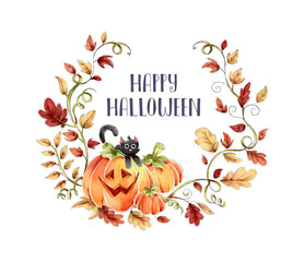 hlalloween background with pumpkin