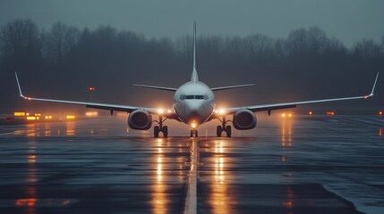 View from eye to eye on the plane on the taxiway