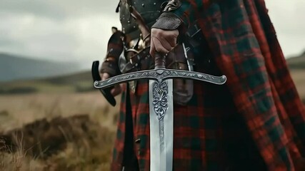 Highland Warrior Brandishing Ancient Sword