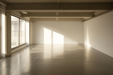 Obraz premium Spacious Minimalist Living Room: Clean Lines and Simple Aesthetics