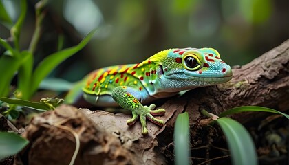 green lizard on a tree
