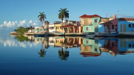 Obraz premium Cuban seaside fishing reflection.