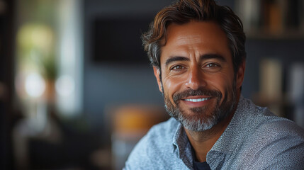 Obraz premium Smiling man with grey hair and beard