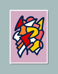Wall decor print art abstract shape and line