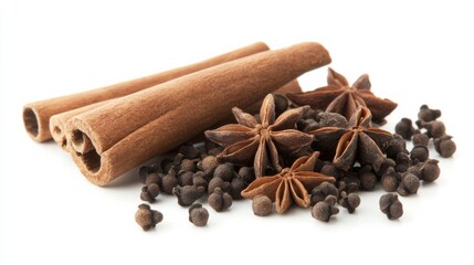 Spices isolated on white.