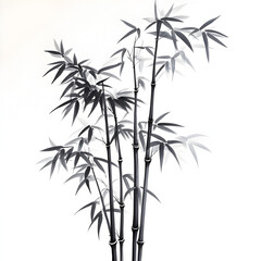 Fototapeta premium Black bamboo watercolor art 
