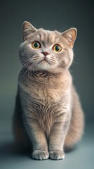 Curious British Shorthair Cat with Big Eyes.