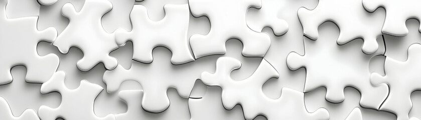 Obraz premium Seamless Pattern of White Puzzle Piece Tiles Symbolizing Unity: Camera Captures Connections for Mental Health Awareness - Janeiro Branco Photography