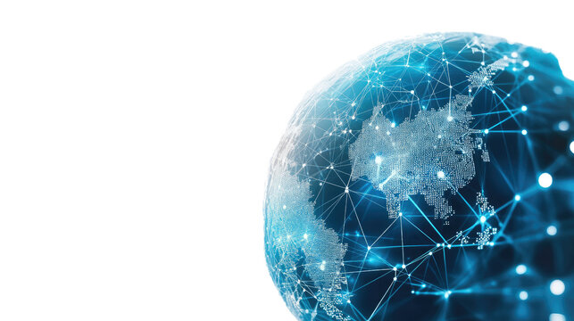 digital globe on white transparent background