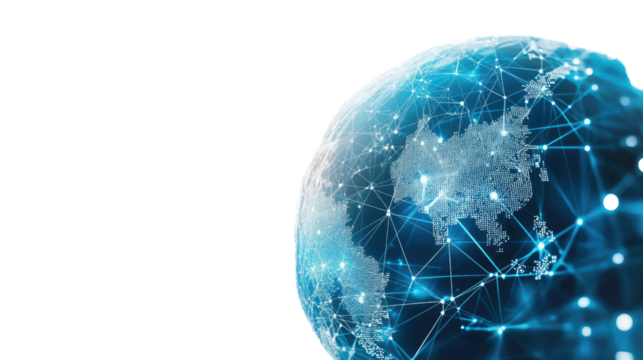 digital globe on white transparent background