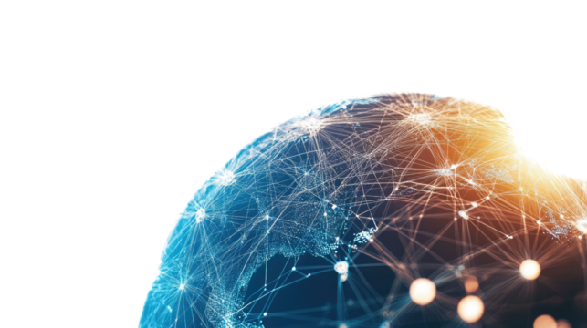 digital globe on white transparent background