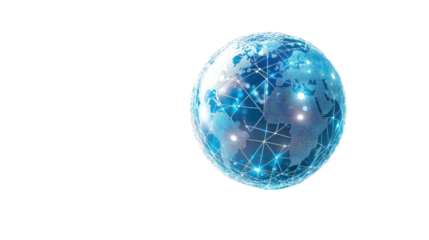 digital globe on white transparent background
