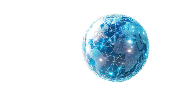 digital globe on white transparent background