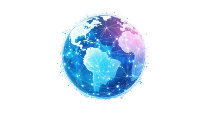 digital globe on white transparent background