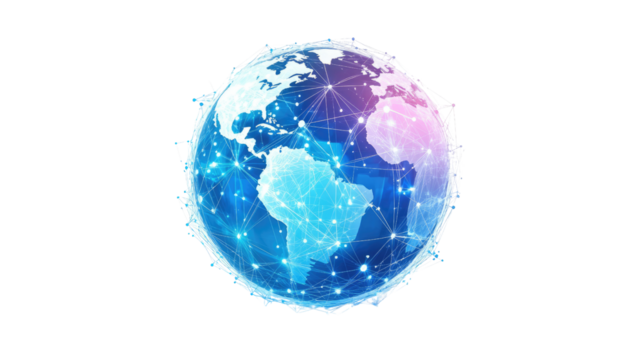 digital globe on white transparent background