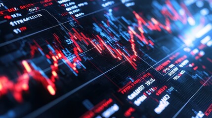 Obraz premium Stock Market Data Financial Analysis Trading Chart Red and Blue Graph Stock Market Finance Investment Business Economy Trend Data Analytics