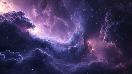 Fototapeta premium Cosmic Nebula with Swirling Purple and Pink Clouds