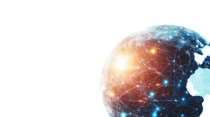 digital globe on white transparent background