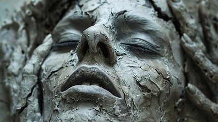 Close-Up of a Stone Sculpture: A Detailed Study of Human Form