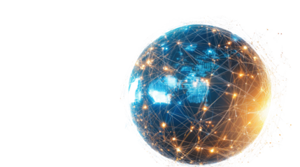 digital globe on white transparent background