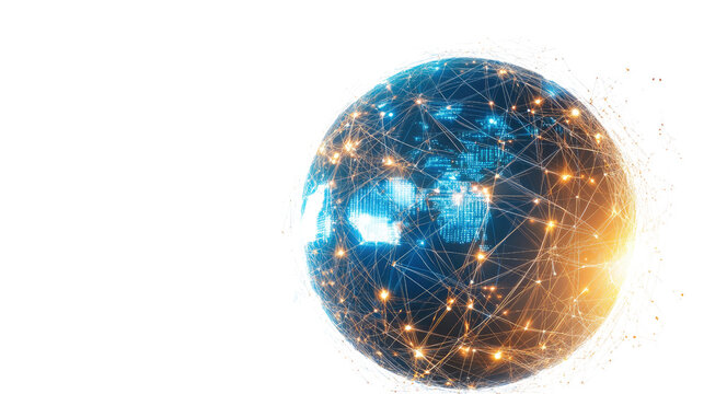 digital globe on white transparent background
