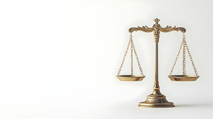 3D Scales of Justice Frame with Ballot Weight Concept: Wide Shot Illustrating Balance of Electoral Integrity with Money, Copy Space on White Background