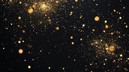 Fototapeta premium Gold Glitter and Sparkles on Black Background Festive Abstract Texture