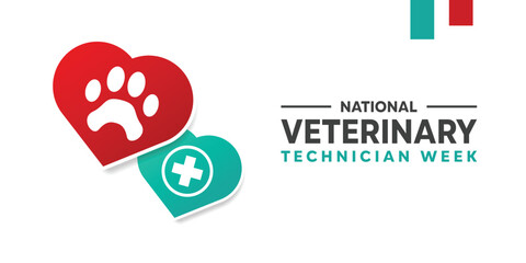 Veterinary Technicians Week. Pet icon, heart and plus icon. Great for cards, banners, posters, social media and more. White background.