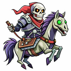 Fototapeta premium Cartoon Skeleton Holding Sword and Shield: Fun Skeleton Warrior Drawing