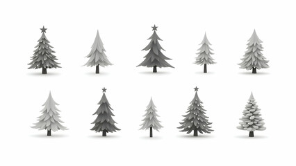 Fototapeta premium Christmas trees set on white background