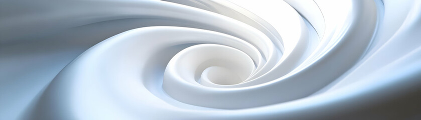 Ascending White Spiral Concept: Wide Shot of White Spiral Rising into Space, Symbolizing Growth and Evolution in Mental Health - Isolated Background