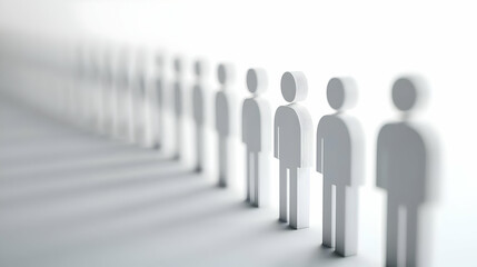 3D Ascending Voter Turnout Graph Concept: Close-Up of 3D Bar Graph Resembling People Rising, Visualizing Increased Voter Participation Against White Background