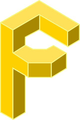 Obraz premium 3D Block Geometric Letter Alphabet Vector Element F