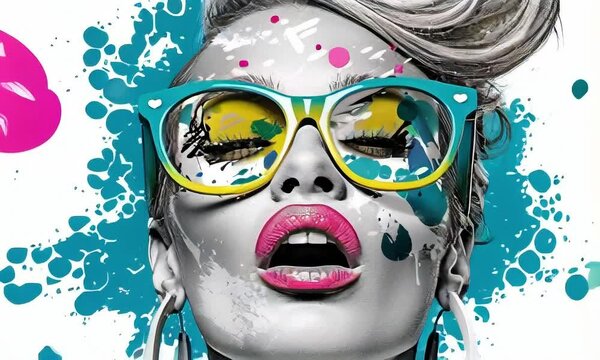 pop art woman's lips abstract background wallpaper