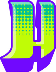 Retro Y2K Style Letter Alphabet Vector Element H