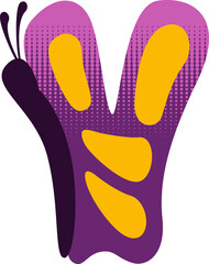 Butterfly Letter Alphabet Vector Element V