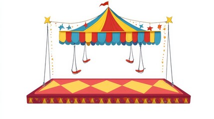 Obraz premium Circus trapeze board illustration on white.